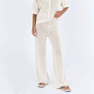 Princess Polly Cream Knit Pants, Size M/L